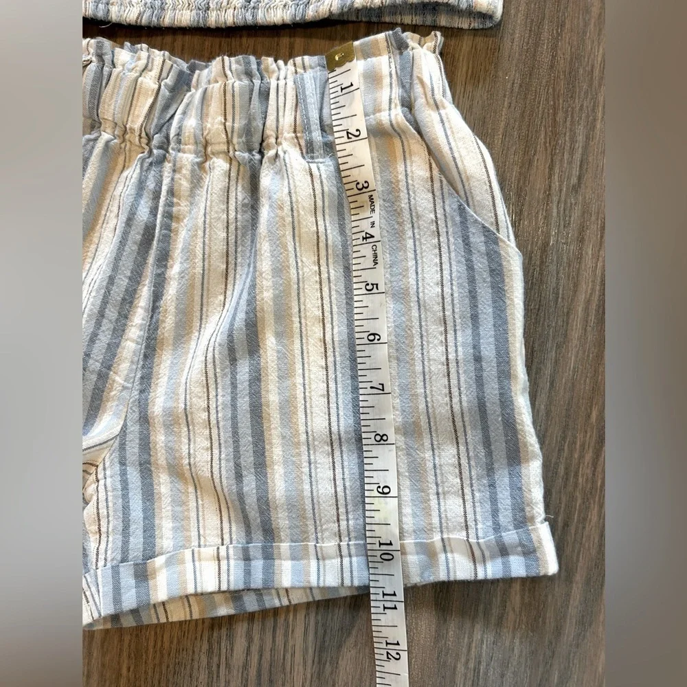 Girls Tahari Girl Blue & White Striped Smocked Top & Shorts Set Size 10